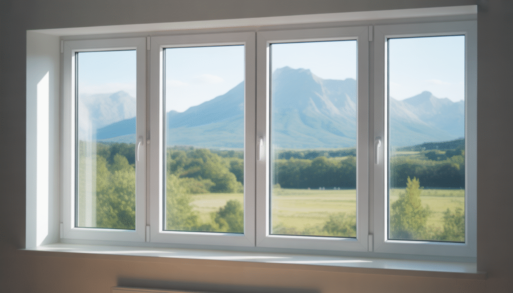 Sleek white PVC window with double glazing in modern interior