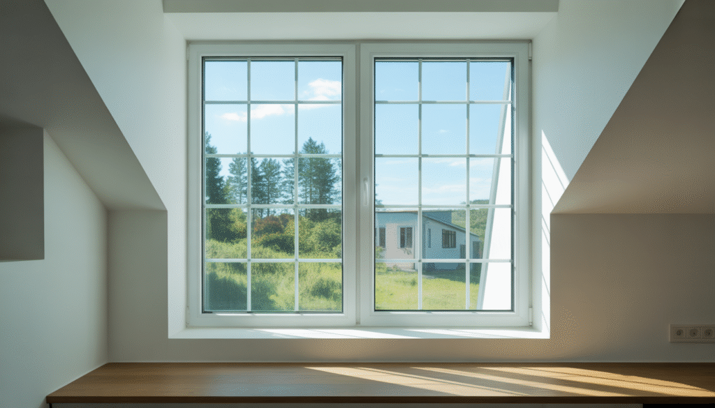 Modern window with clean lines installed in bright house interior showcasing natural lighting and quality craftsmanship