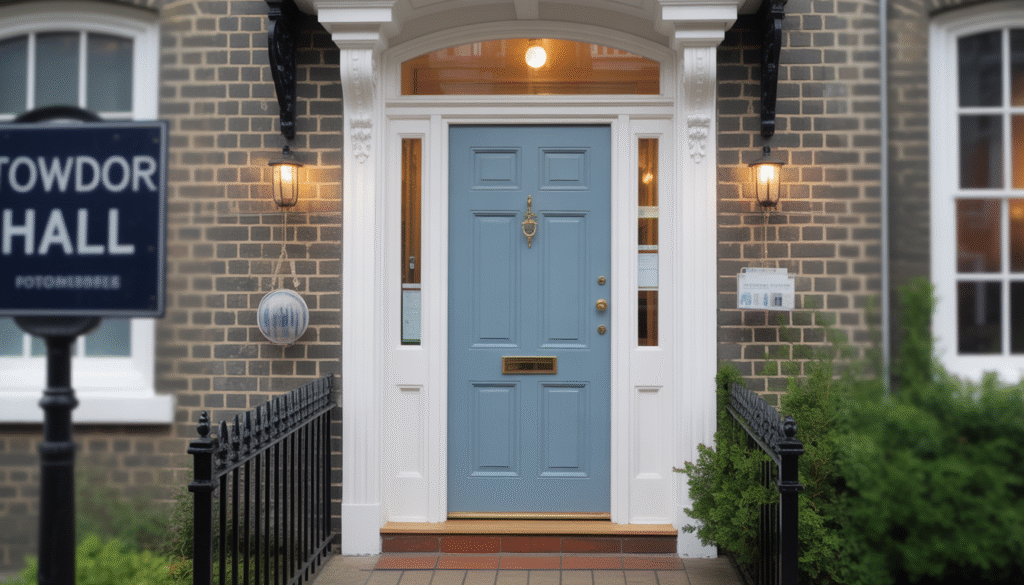 Gros plan sur une nouvelle porte d'entrée avec un cadre soigné